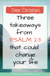 Three Takeaways from Psalm 23| Transformed4more.com| Ministry for Teenage Girls| Christian